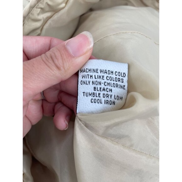 Talbots Quilted Beige Longline Jacket Womens Medium Lightweight Coat Minimalist - Picture 4 of 11